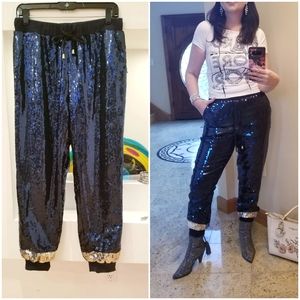 BRAND NEW! Sequin Pants Blue & Silver
